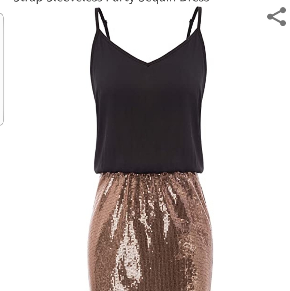 Black and rose gold sequin cocktail dress